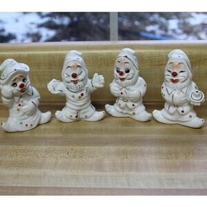 Ceramic Clowns Made in China Circa 1950, Clowns with Polka Dotted Outfits.